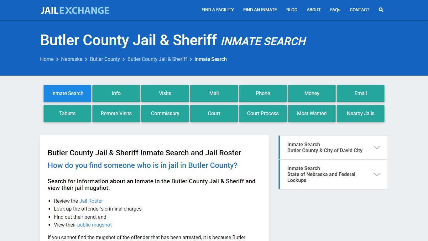 Inmate Search: Roster & Mugshots - Butler County Jail & Sheriff, NE